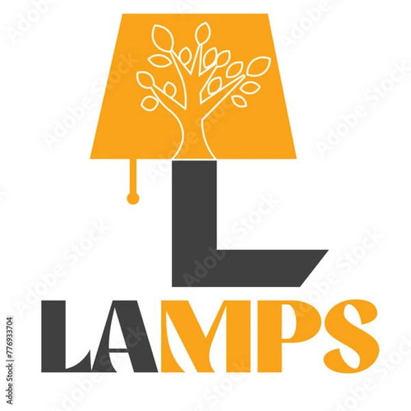 Fototapeta Lamp Logo Design with a tree inside.