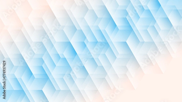 Obraz Abstract creative geometric shape on gradient light blue background illustration.