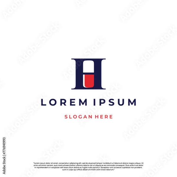 Fototapeta Letter h capsule simple logo design modern concept