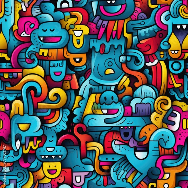 Fototapeta PatternNetz.29, Create, a, fun, doodle, design, with, marker