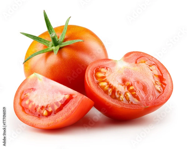 Obraz Fresh tomato with half and slice