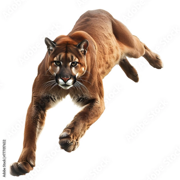 Fototapeta cougar in motion isolated white background