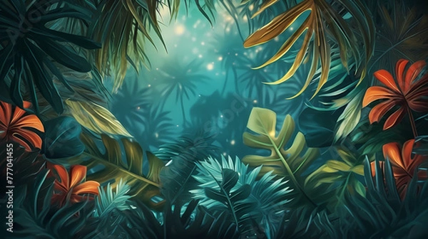 Obraz Summer tropical leaves background