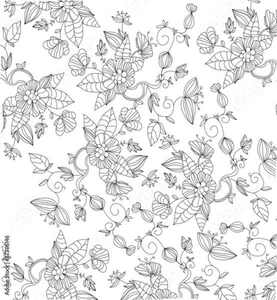 Obraz decorative background black and white interwoven with flowers