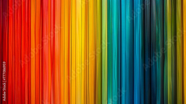 Fototapeta Colored Pencil Arrangement Close-up illustration of a row of colored pencils in various colors