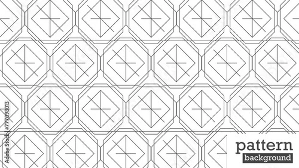 Fototapeta This is a geometric, abstract shape line  seamless pattern in black on a white background. vector illustration. monochrome and modern style.