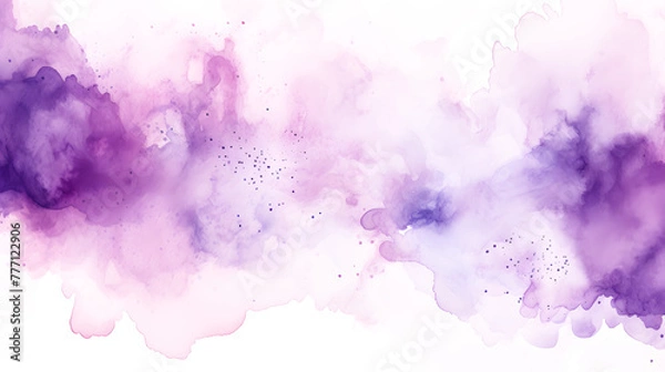 Fototapeta Lilac, violet, purple abstract watercolor background texture. High resolution colorful watercolor texture for cards, on white and transparent background, fabrics, posters. Hand draw backdrop smoke