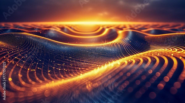 Fototapeta Dynamic abstract background with blue wave pattern
