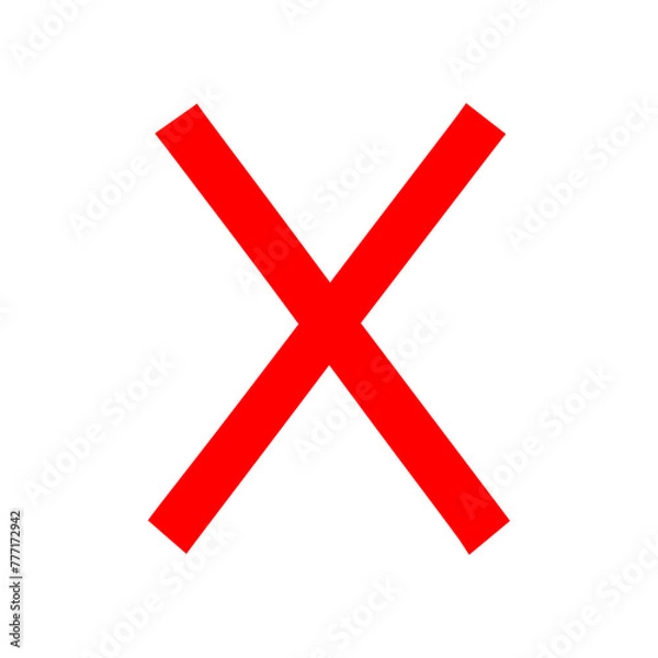 Obraz Red X cross icon. Red wrong mark X. Crossed out X mark