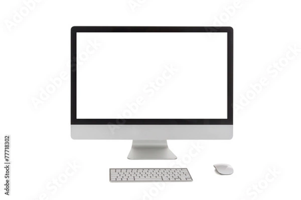 Fototapeta modern computer screen with keyboard and mouse
