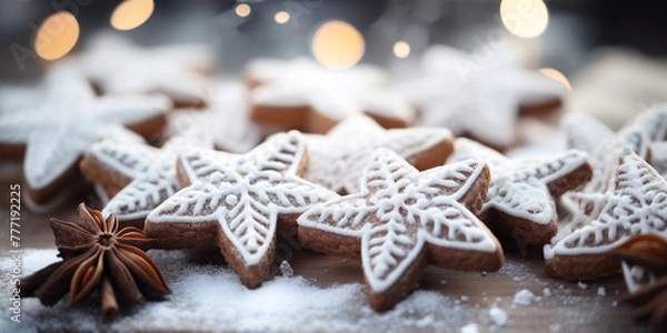 Fototapeta delicious low-carb cinnamon stars taste simply amazing сreated with Generative Ai