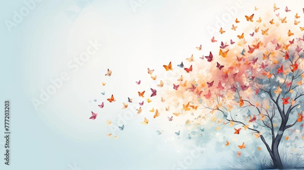Fototapeta Abstract Autumn Tree with Butterfly Leaves Design