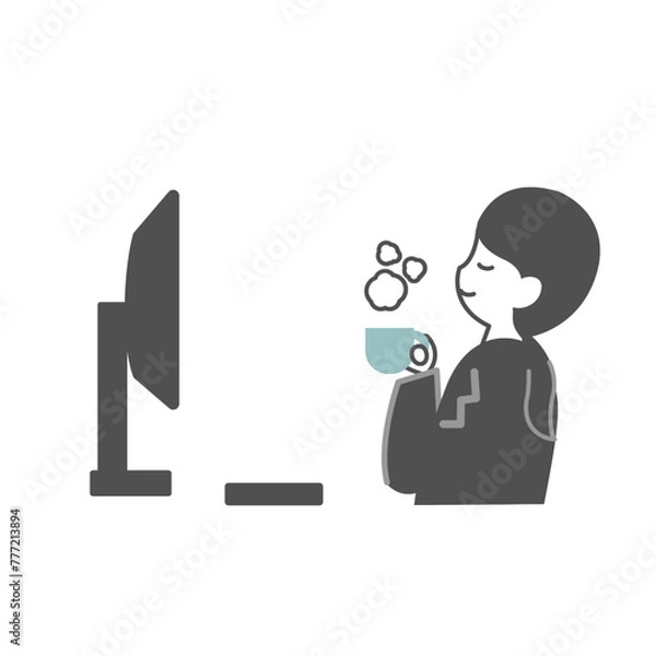 Obraz コーヒーで一息つく女性会社員