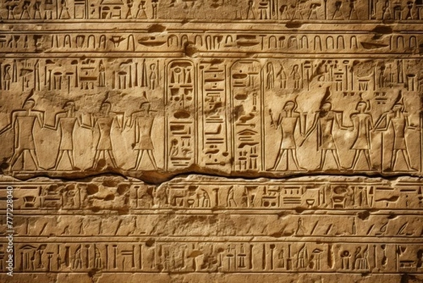 Obraz Close-up of hieroglyphics on the pyramid walls.