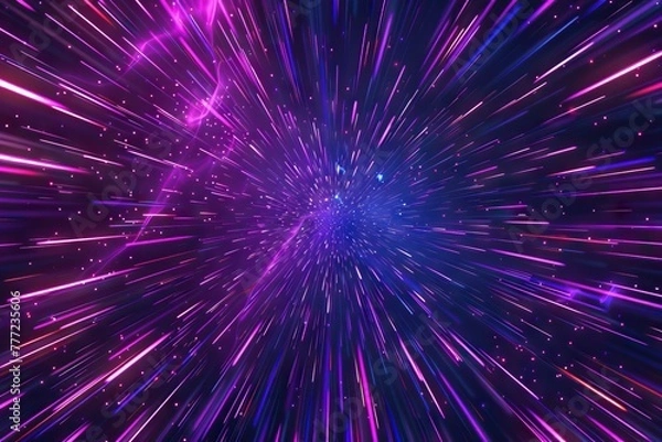 Obraz Geometric background with data flow  optical fiber  star explosion.