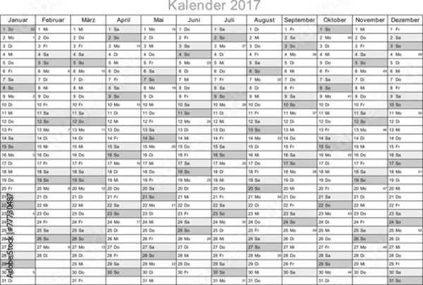 Obraz Kalender 2017 universal - ohne Feiertage