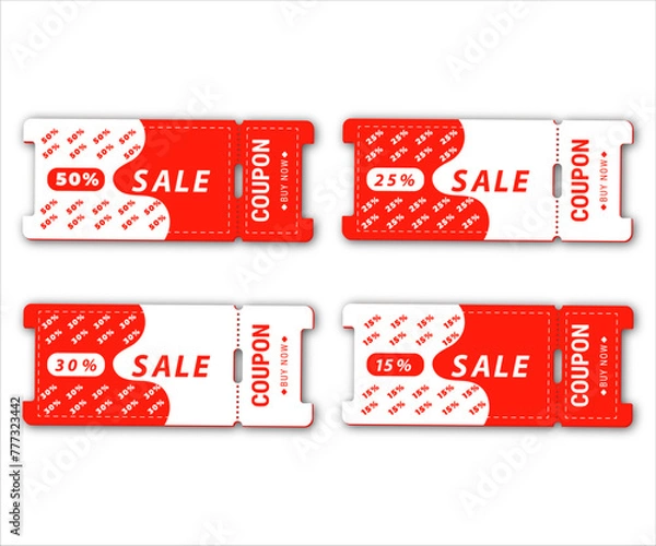 Obraz coupon set white red