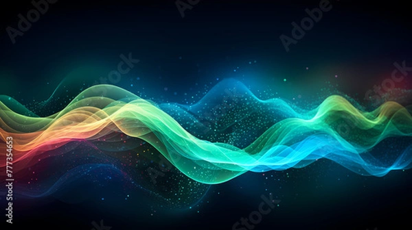 Fototapeta Digital abstract digital wave particles poster web page PPT background