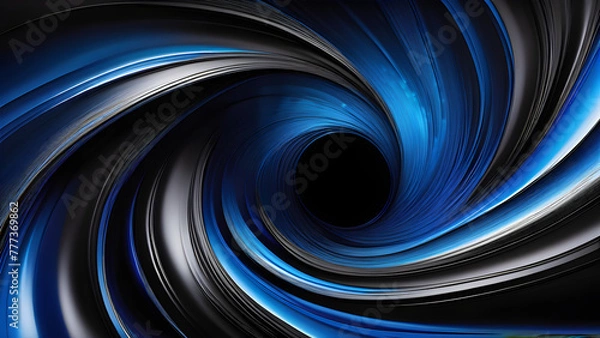 Obraz Azure Whirl: Blue Black Watercolor Swirl Background(Generative AI)