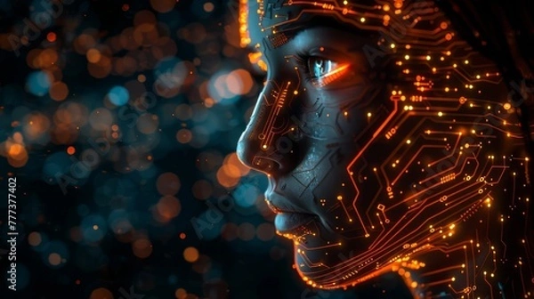 Fototapeta AI with an evocative illustration of circuitry shaping the consciousness of a robotic entity