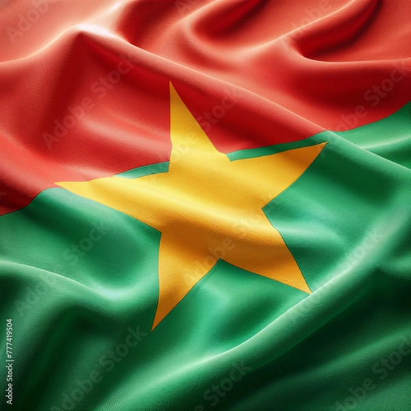 Obraz 3D rendered Burkina Faso flag, isolated on a clean background. High-quality, realistic depiction perfect for various uses.