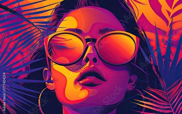 Obraz A Women Wearing Sunglass in the Style of Pop Art