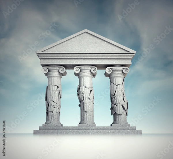 Fototapeta The collapsing Roman structure. Concept of failure.