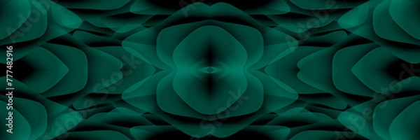 Obraz abstract magical technical futuristic background with waves and elements, dark natural atmosphere, modern futuristic design in black and dark green, dark wallpaper, seamless pattern in 3d with curves