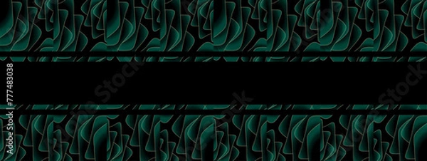 Obraz abstract magical technical futuristic background with waves and elements, dark natural atmosphere, modern futuristic design in black and dark green, dark wallpaper, seamless pattern in 3d with curves