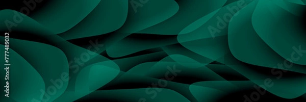 Fototapeta abstract magical technical futuristic background with waves and elements, dark natural atmosphere, modern futuristic design in black and dark green, dark wallpaper, seamless pattern in 3d with curves