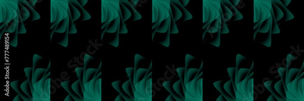 Fototapeta abstract magical futuristic background with waves and swirl, dark natural atmosphere, modern futuristic design in black and dark green, dark wallpaper, seamless pattern in 3d with curves