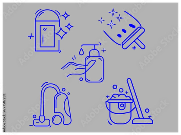 Fototapeta Cleaning Icons Set Editable stroke,icon set, services for cleaning and laundry in various rooms,Cleaning Line Icons Editable Stroke,Cleaning service,Cleaning Line Icons,Line with editable stroke.
