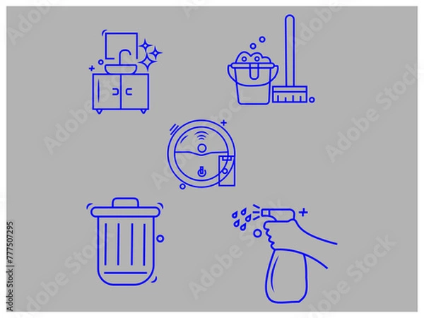 Fototapeta Cleaning Icons Set Editable stroke,icon set, services for cleaning and laundry in various rooms,Cleaning Line Icons Editable Stroke,Cleaning service,Cleaning Line Icons,Line with editable stroke.
