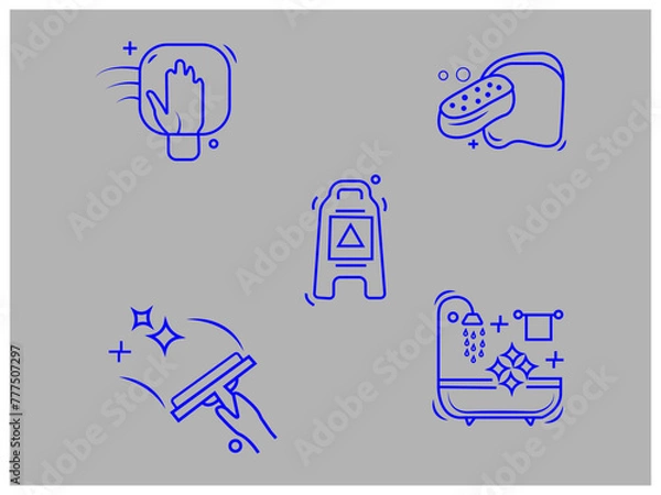 Fototapeta Cleaning Icons Set Editable stroke,icon set, services for cleaning and laundry in various rooms,Cleaning Line Icons Editable Stroke,Cleaning service,Cleaning Line Icons,Line with editable stroke.
