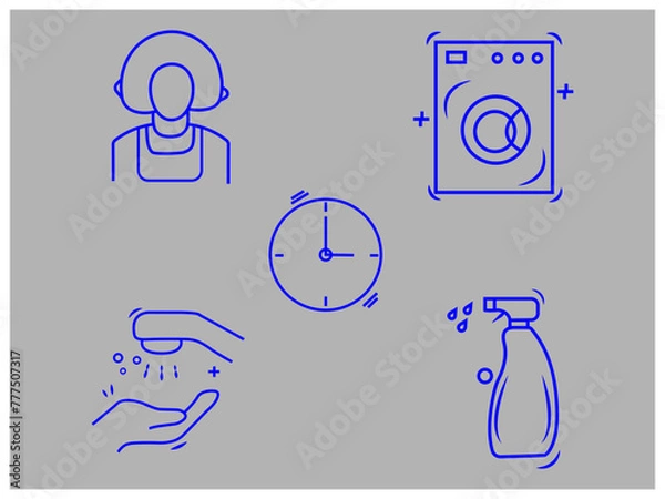 Fototapeta Cleaning Icons Set Editable stroke,icon set, services for cleaning and laundry in various rooms,Cleaning Line Icons Editable Stroke,Cleaning service,Cleaning Line Icons,Line with editable stroke.
