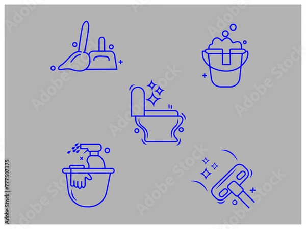 Fototapeta Cleaning Icons Set Editable stroke,icon set, services for cleaning and laundry in various rooms,Cleaning Line Icons Editable Stroke,Cleaning service,Cleaning Line Icons,Line with editable stroke.
