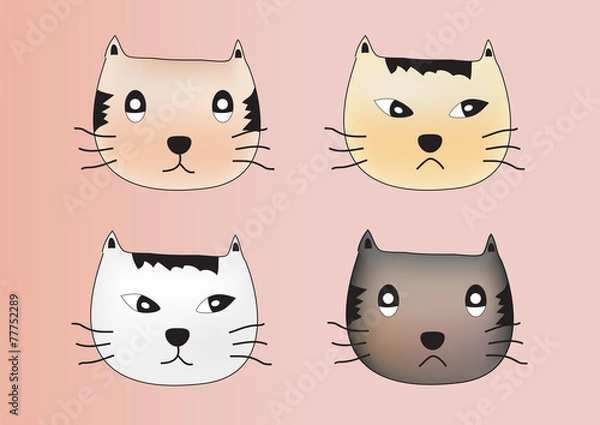 Fototapeta cat face emotion vector, cats icon, cat family