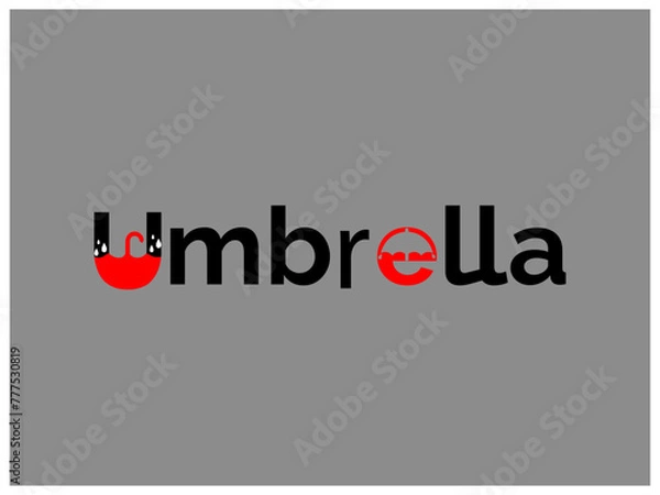 Fototapeta vector graphic illustration of a logo design for umbrella,with pictorial mark and letter form style,use the letter Umbrella.simple, modern,creative,Umbrella Logo.Insurance Logo Design Vector.