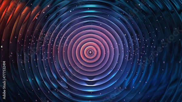 Fototapeta Abstract visualization of acoustic vibrations, with concentric circles and waves in harmonious colors to represent sound energyhyper realistic, low noise, low texture, futuristic style