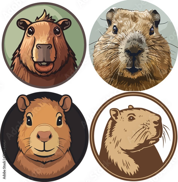 Obraz Capybara front face icon circle 
