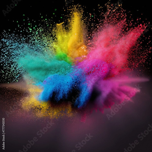 Obraz Powder splash on black background ai