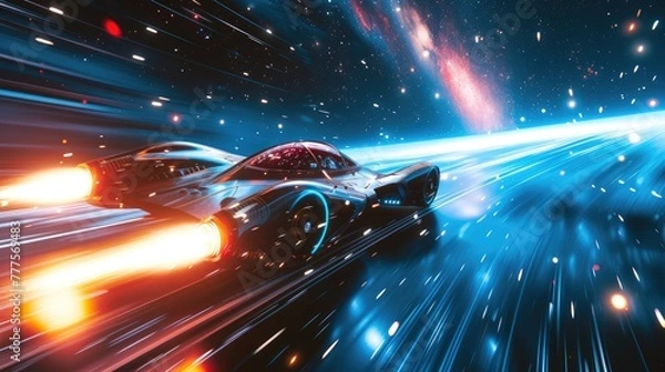 Fototapeta Neon Nebula Racers: Beyond Light Years