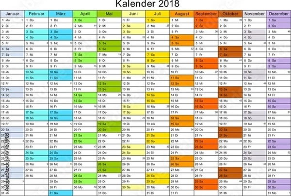 Obraz Kalender 2018 universal - ohne Feiertage