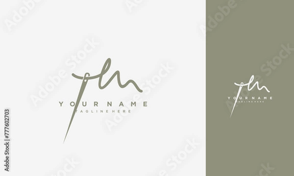 Fototapeta Initial letter M sewing logo formed from thread and needle with colour	
