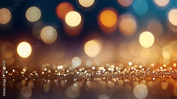 Fototapeta abstract background with colorful and gold particle bokeh . Christmas Golden light shine particles bokeh
