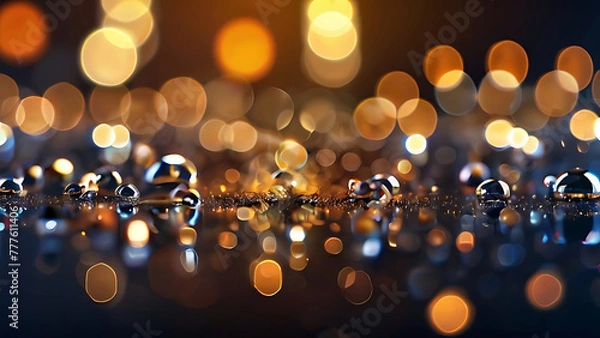 Fototapeta abstract background with colorful and gold particle bokeh . Christmas Golden light shine particles bokeh