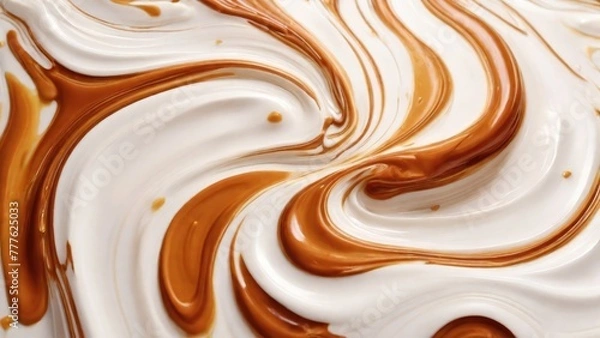 Fototapeta Melted White caramel. Liquid toffee background with swirl effect