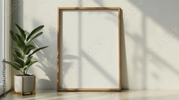Fototapeta Frame up, interior wall background, modern home interior, 3D render