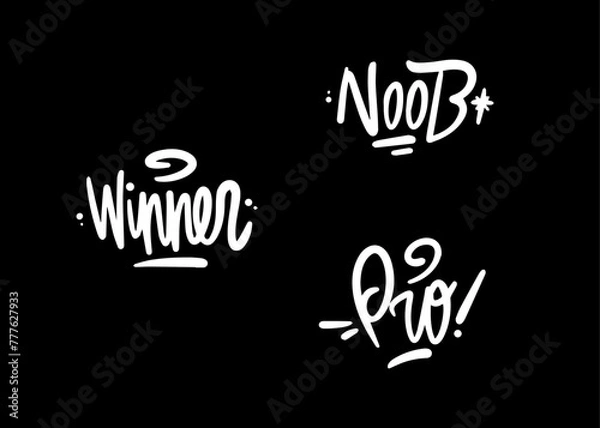 Obraz pro, winner, noob in vector, isolated