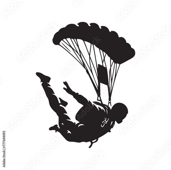 Obraz Skydiver silhouette parachuting vector illustration